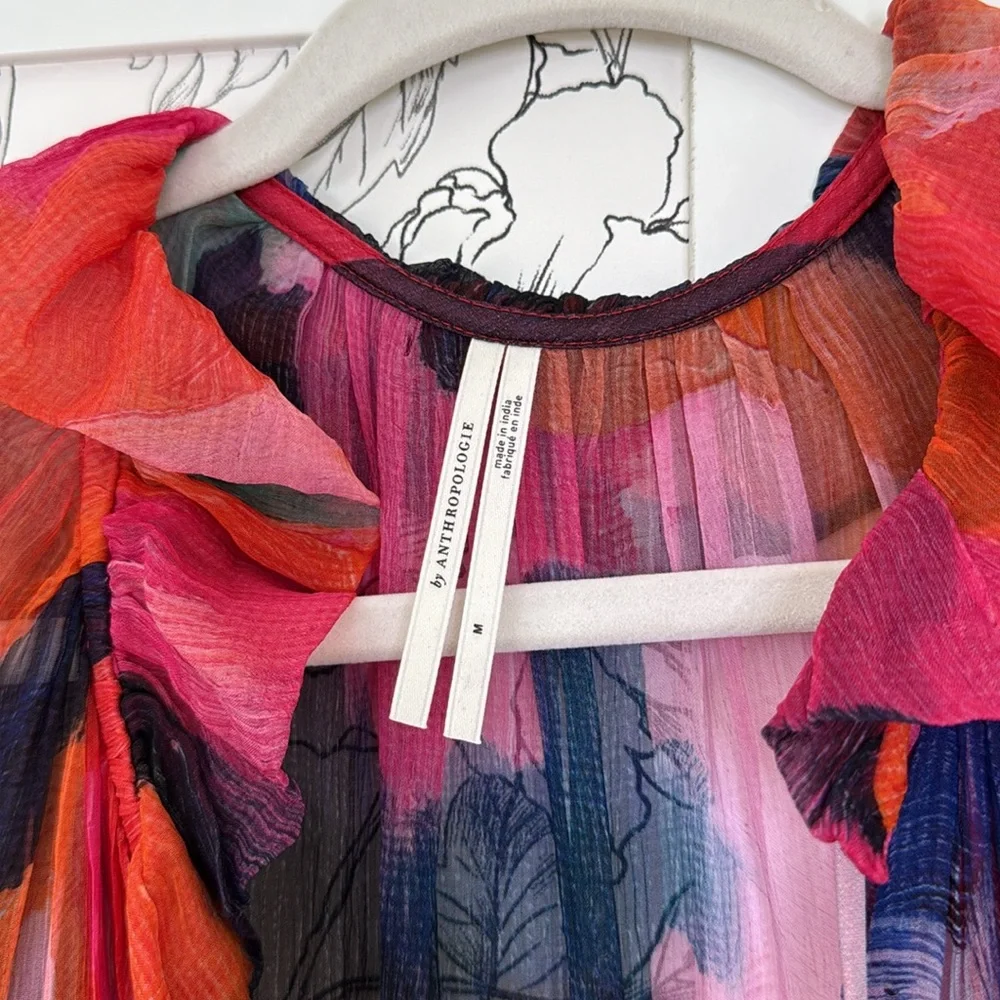 Anthropologie Marais chiffon watercolor tiered maxi dress - Picture 7 of 11